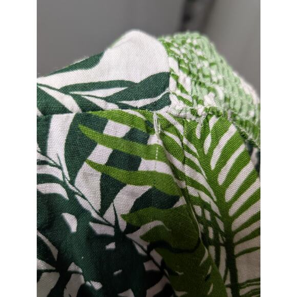 Tropical Palm Print Mini Dress Size S | Off Shoulder Smocked Puff Sleeve Japna - Picture 10 of 10